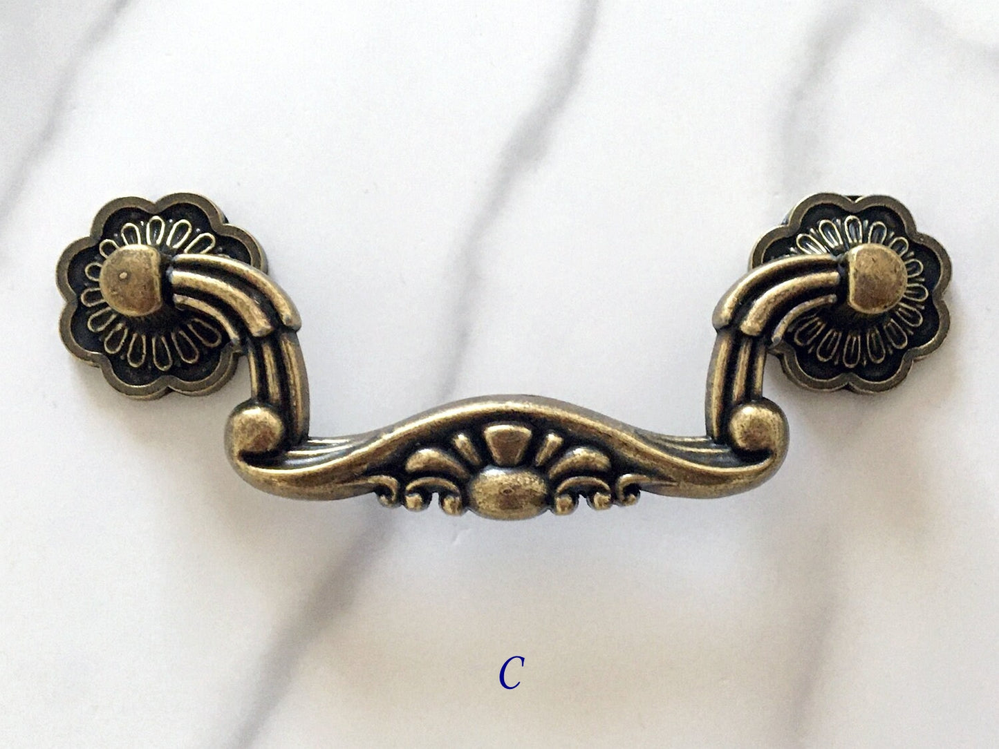3" 3.75" Vintage Style Drop Bail Drawer Pulls, Antique Bronze, 76 96 mm Centers
