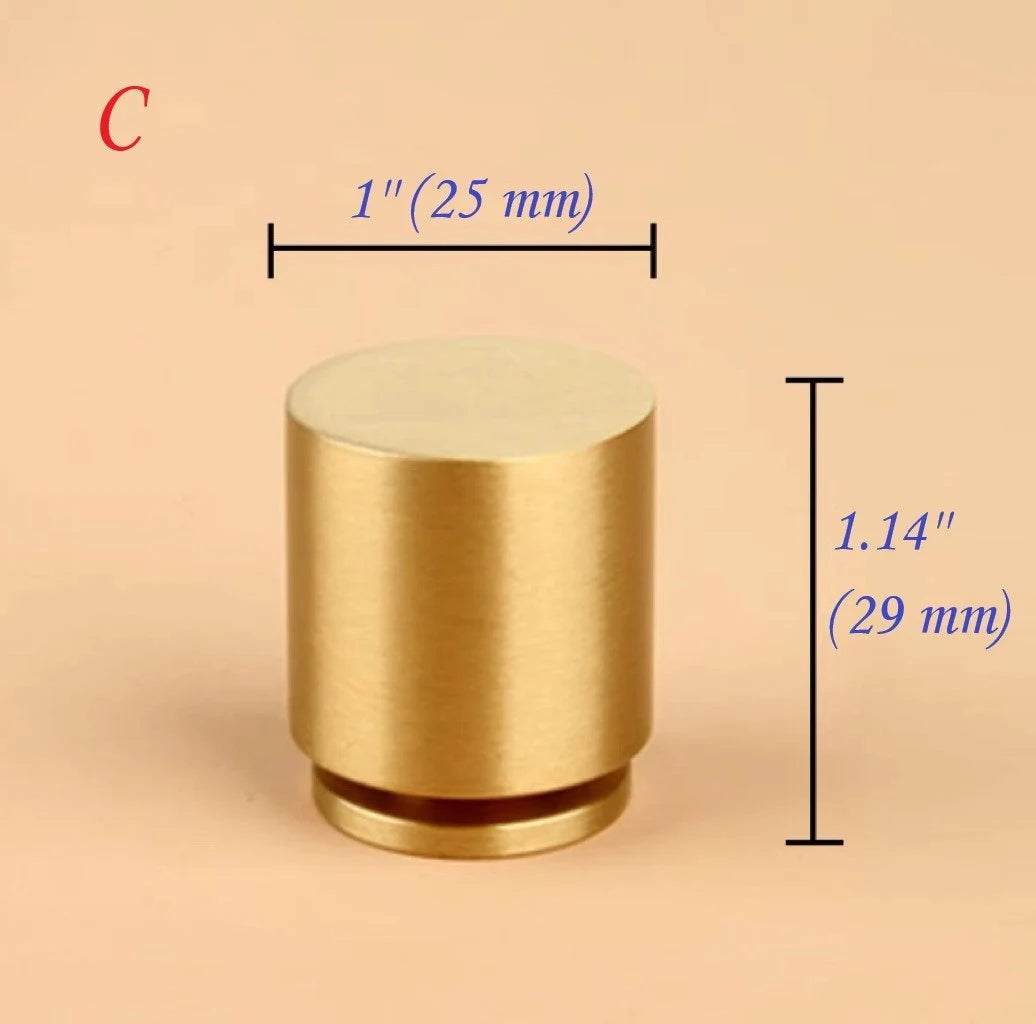 Solid Brass Cabinet Knobs, Classic Cylinder Knurled, Kitchen Hardware
