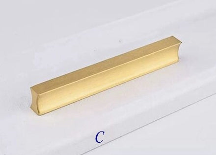 Solid Brass Cabinet Pulls, Simple Minimalism, Brushed Gold, Kitchen Hardware