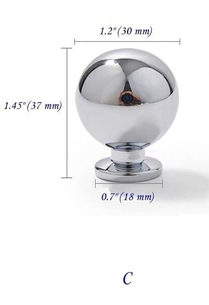 Polished Chrome Cabinet Handles, Shiny Silver Drawer Knobs, Solid Brass
