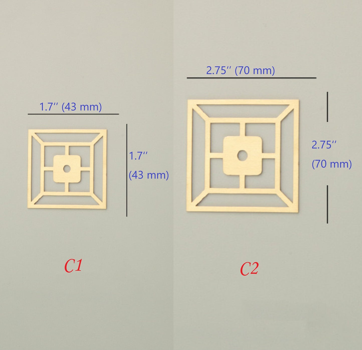 Elegant Solid Brass Cabinet Knob Backplates, Brushed Gold, MCM Style