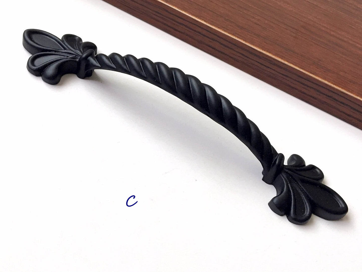 Black Fleur De Lis Cabinet Pulls, Kitchen Hardware, 2.5" 3.75" Centers