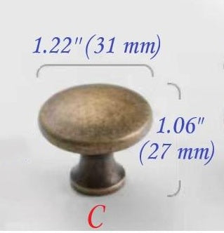 Classic Antique Bronze Cabinet Knob, Solid Brass, Retro Vintage Victorian Rustic Kitchen Hardware