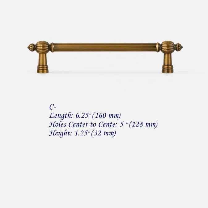 3.75" 5" 7.5" Antique Gold Brass Cabinet Pulls, Mid Century MCM Kitchen Hardware
