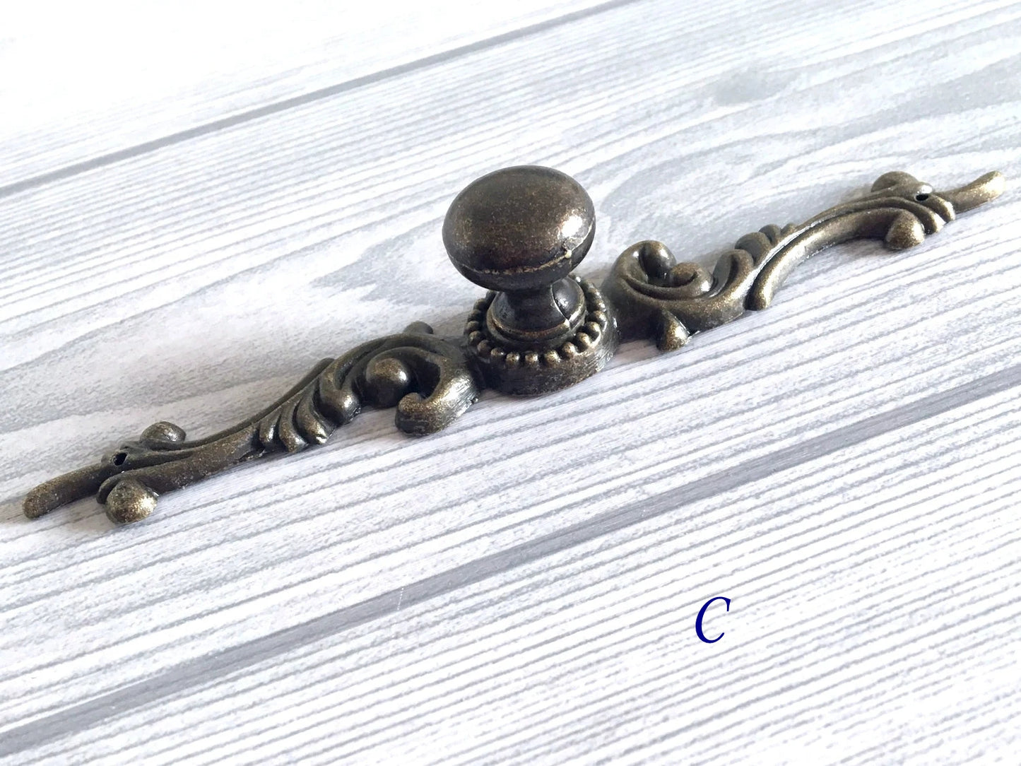 Antique Bronze Drawer Knob with Backplate, Cabinet Pulls Hardware, Vintage Style