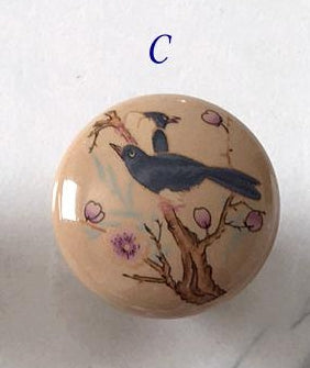 Ceramic Drawer Knobs, Kitchen Cabinet Pulls Hardware, Flower Bird Colorful