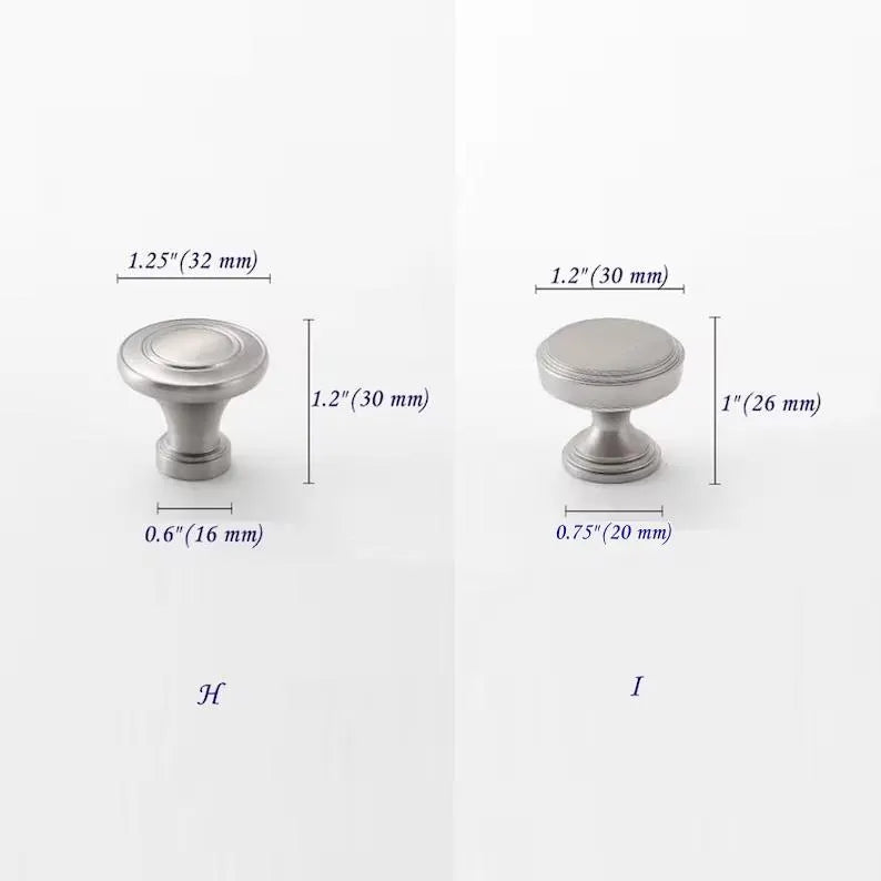 Cabinet Knobs Brushed Nickel Solid Brass Classic Kitchen Hardware Drawer Chest Pull Handles