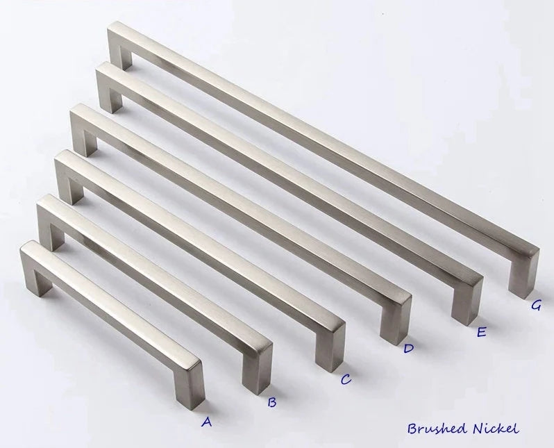 Cabinet Pull Handles Nickel Slim Square Minimalism Modern Hardware