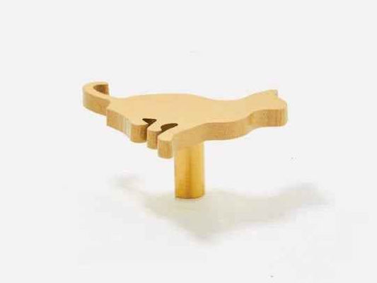 Gold Brass Cat Shaped Cabinet Door Knobs | Animal Drawer Pull