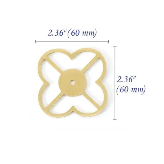 Clover Backplate for Drawer Knobs and Cabinet Pulls Hardware Brushed Gold Brass