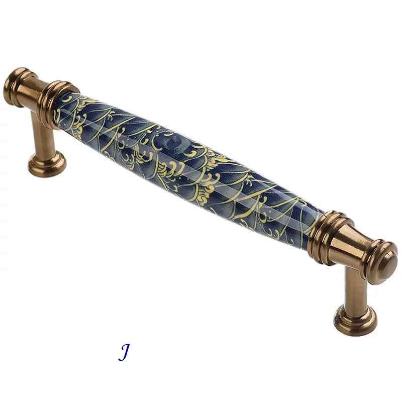 3" 3.75" 5" Wave Drawer Pull, Porcelain Blue Oriental Kitchen Handle, Chinoiserie Knob