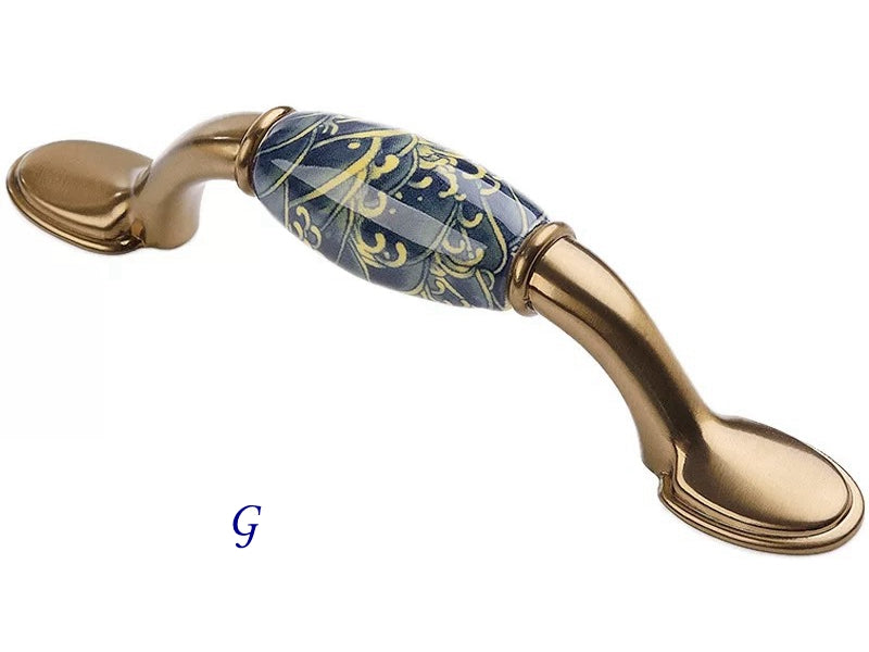 Poignées de tiroir en porcelaine bleue et blanche de 7,6 cm, 9,5 cm, 12,7 cm, style oriental, style chinois