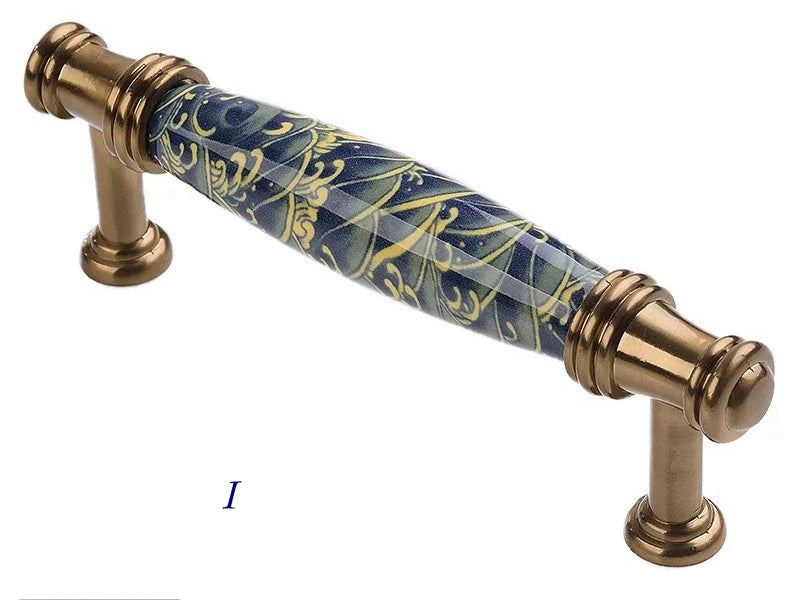 Poignées de tiroir en porcelaine bleue et blanche de 7,6 cm, 9,5 cm, 12,7 cm, style oriental, style chinois