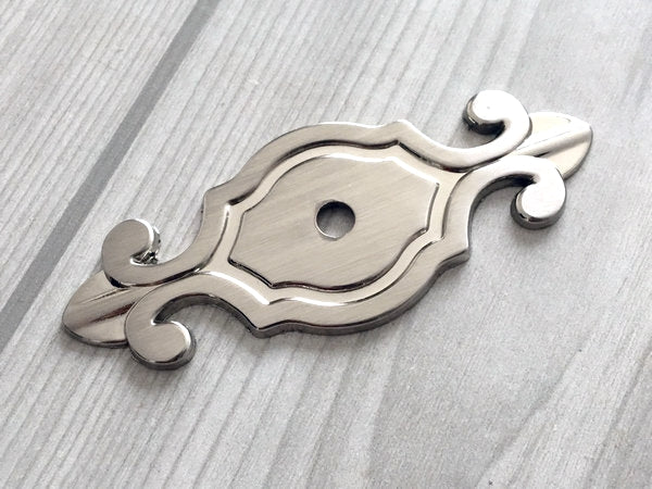 Brushed Nickel Cabinet Knobs with Backplate, Modern Silver Kitchen Hardware