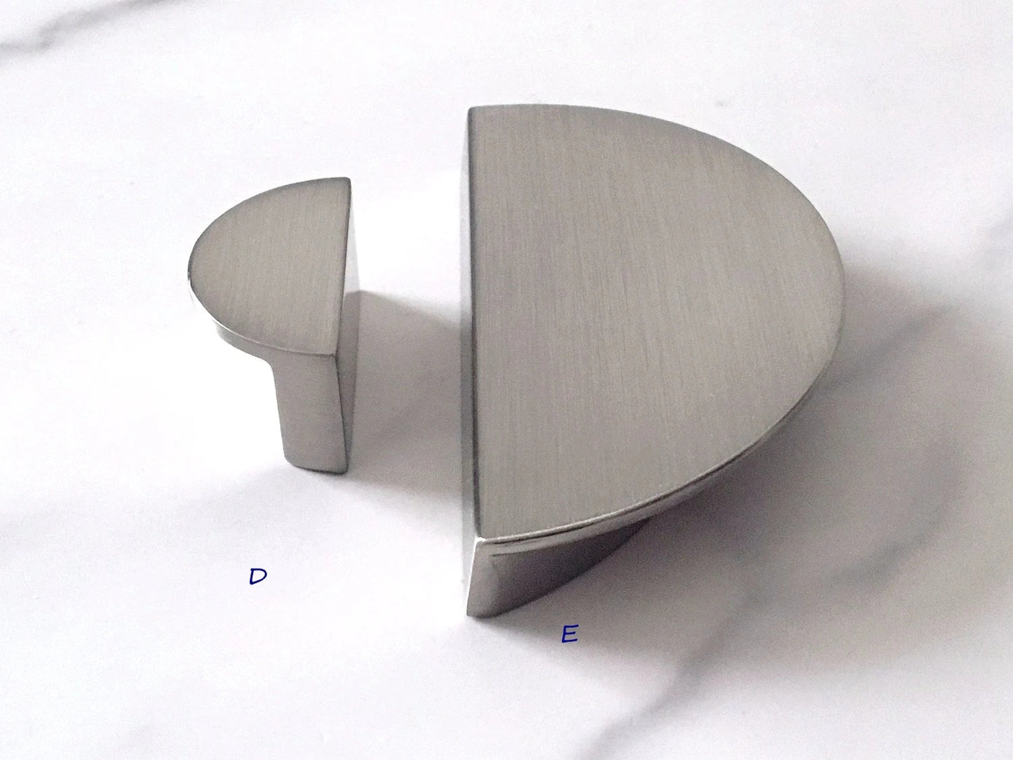 Nickel Slim Square Cabinet Handle, Half Moon Drawer Pull, Geometric Minimalist Kitchen Hardware