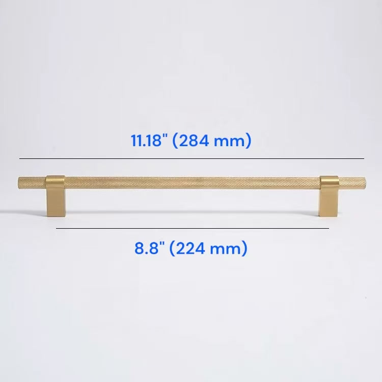 Knurled Cabinet Bar Pulls 96 128 224 320 mm, Brass / Matte Black, Sleek Modern Kitchen Hardware