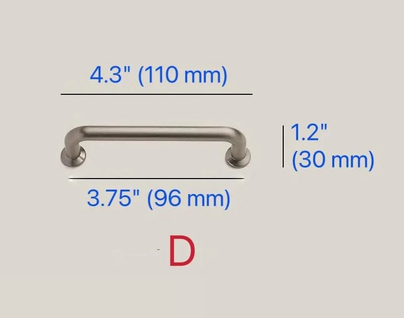 Brushed Nickel Cabinet D Handles and Ball Knobs, Modern Minimalist, 6.25" 5" 7.5" Centers