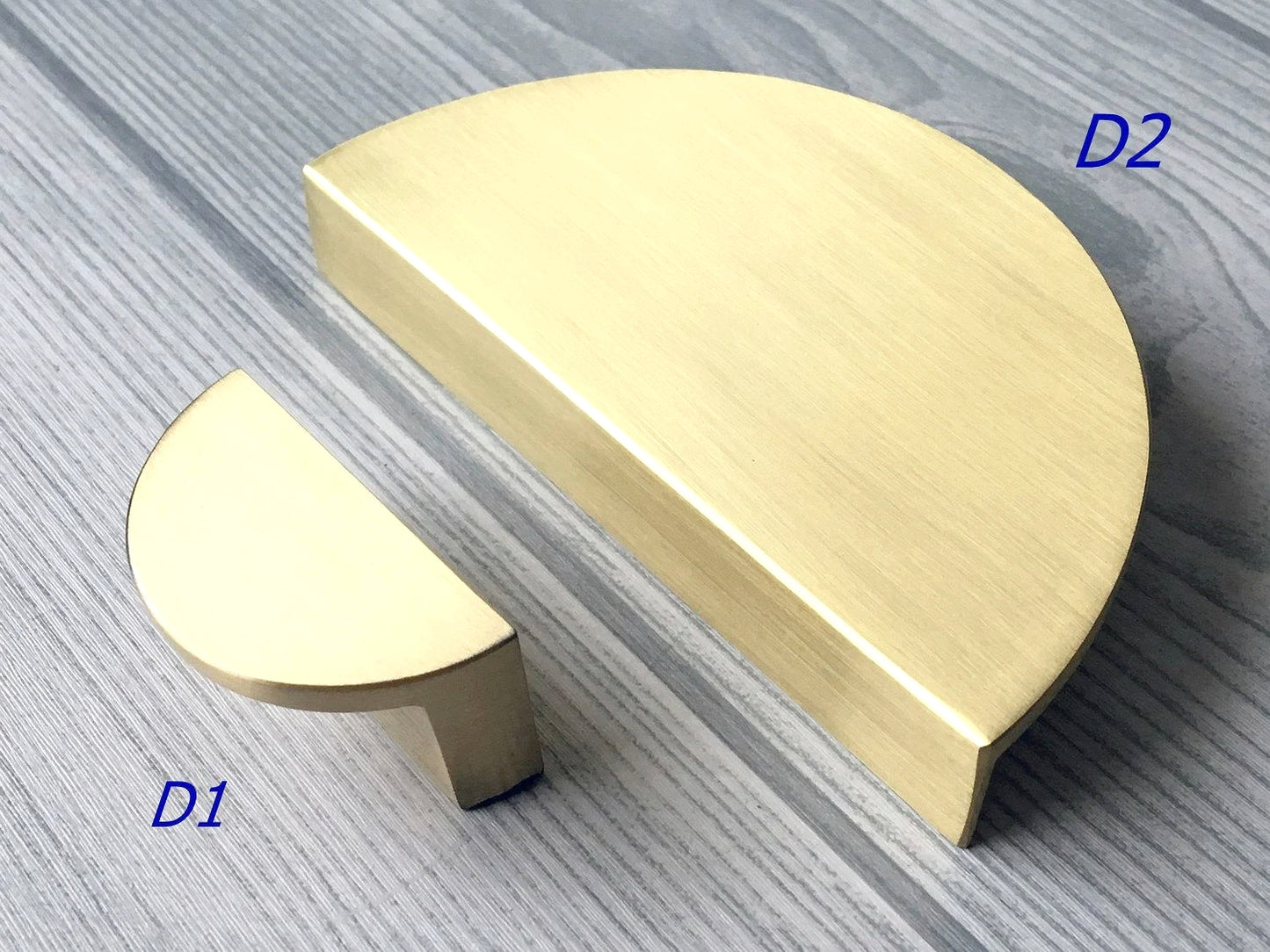 Brushed Gold Drawer Pull Half Moon, Circle Cabinet Knobs, Bar Handles, MCM Kitchen Hardware