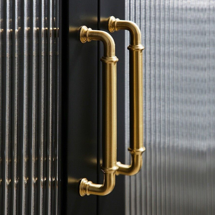 3.75" 5" Solid Brass Cabinet Handles in Brushed Gold | MCM Kitchen Hardware