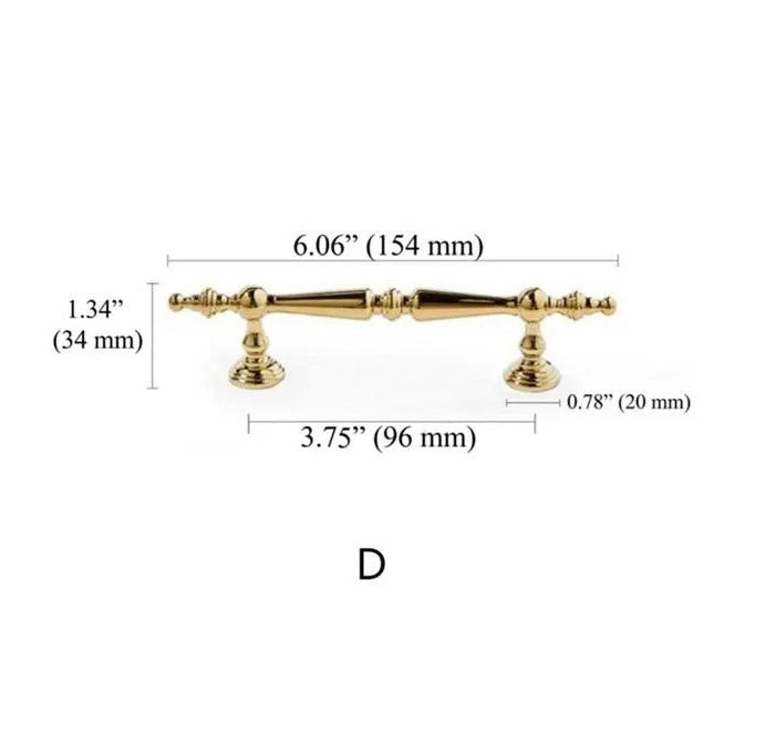 Polished Gold Brass Cabinet Bar Pulls European Style Luxury Shiny