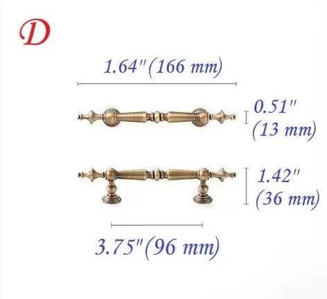 European Style Brass Cabinet Pull, Antique Bronze, Retro Kitchen Hardware