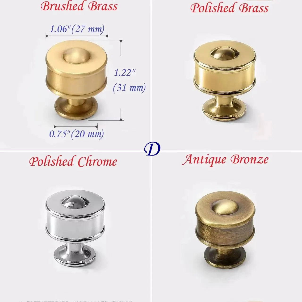 Brass Circle Drawer Knobs, Reeded Ringed Cabinet Knobs, Gold Chrome Antique Bronze