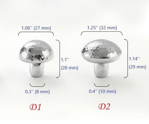 Silver Hammered Brass Drawer Knobs, Polished Chrome, Modern Kitchen Cabinet Hardware