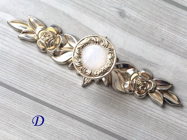 Drawer Knobs with Backplate, Shabby Chic, White Antique Silver