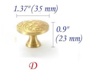 Brass Flower Patterned Knobs, Floral Drawer Pulls, Brushed Gold, Kitchen Cabinet Hardware