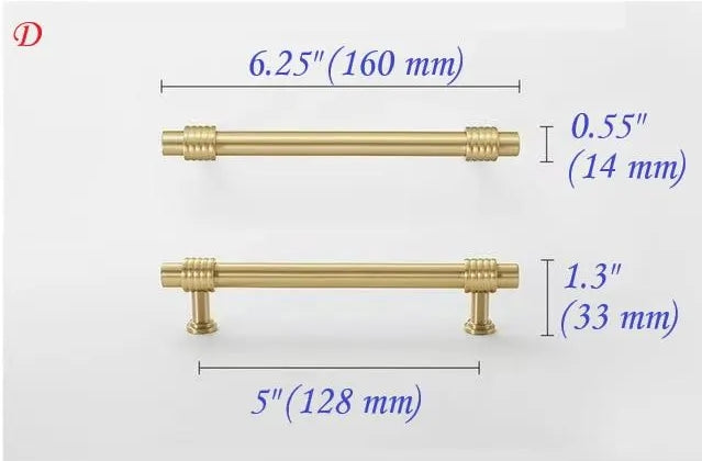 Brushed Brass Cabinet T Bar Handle Gold Vanity Pull, Kitchen Hardware