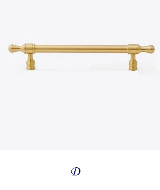 Cabinet Bar Pulls, Solid Brass, Brushed Gold, Modern Mid Century Kitchen Hardware