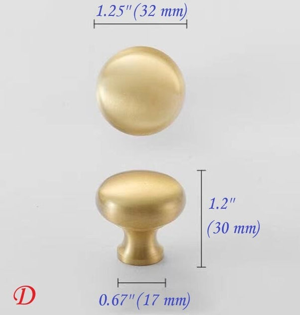 Brushed Brass D Cabinet Pulls, Cup Handles, Kitchen Hardware
