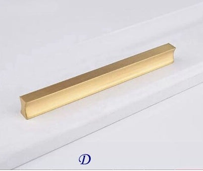 Solid Brass Cabinet Pulls, Simple Minimalism, Brushed Gold, Kitchen Hardware