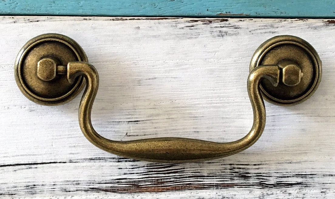 3.75" Drop Handle Bail Drawer Pulls, Vintage Style, Antique Bronze