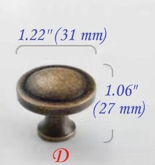 Classic Antique Bronze Cabinet Knob, Solid Brass, Retro Vintage Victorian Rustic Kitchen Hardware