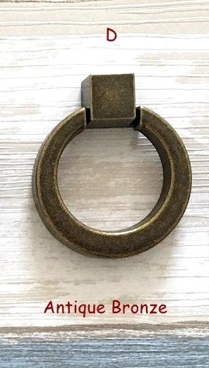 Ring Drawer Pull Cabinet knobs, Gold, Nickel, Bronze, Black