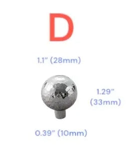 Hammered Brass Drawer Pulls, T Bar Cabinet Door Handles, Ball Knobs, Polished Chrome