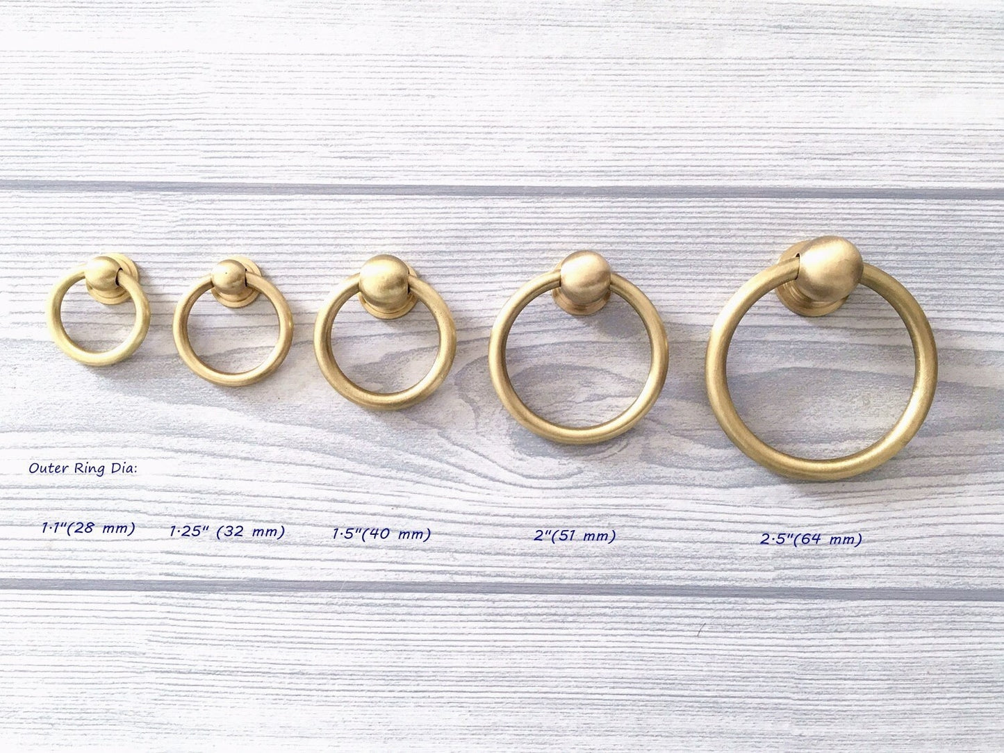 Drop Ring Brass Drawer Pulls