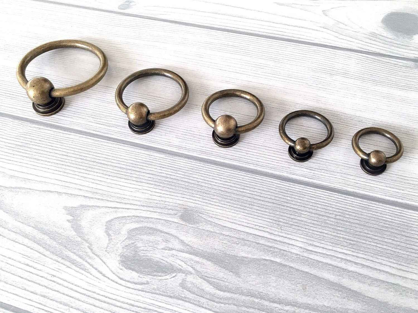 Small Brass knobs & Drop Ring Pulls - Antique Bronze
