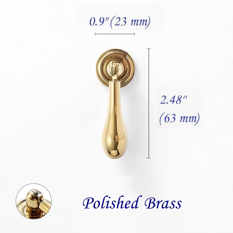 Drop Cabinet Knobs Polished Gold Brass