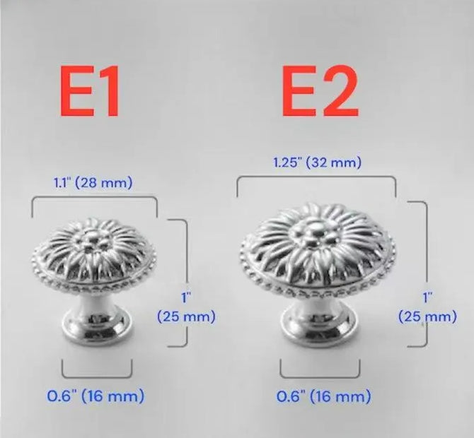Assorted Polished Chrome Cabinet Knob, Shiny Silver Floral Drawer Pull, Kitchen Hardware