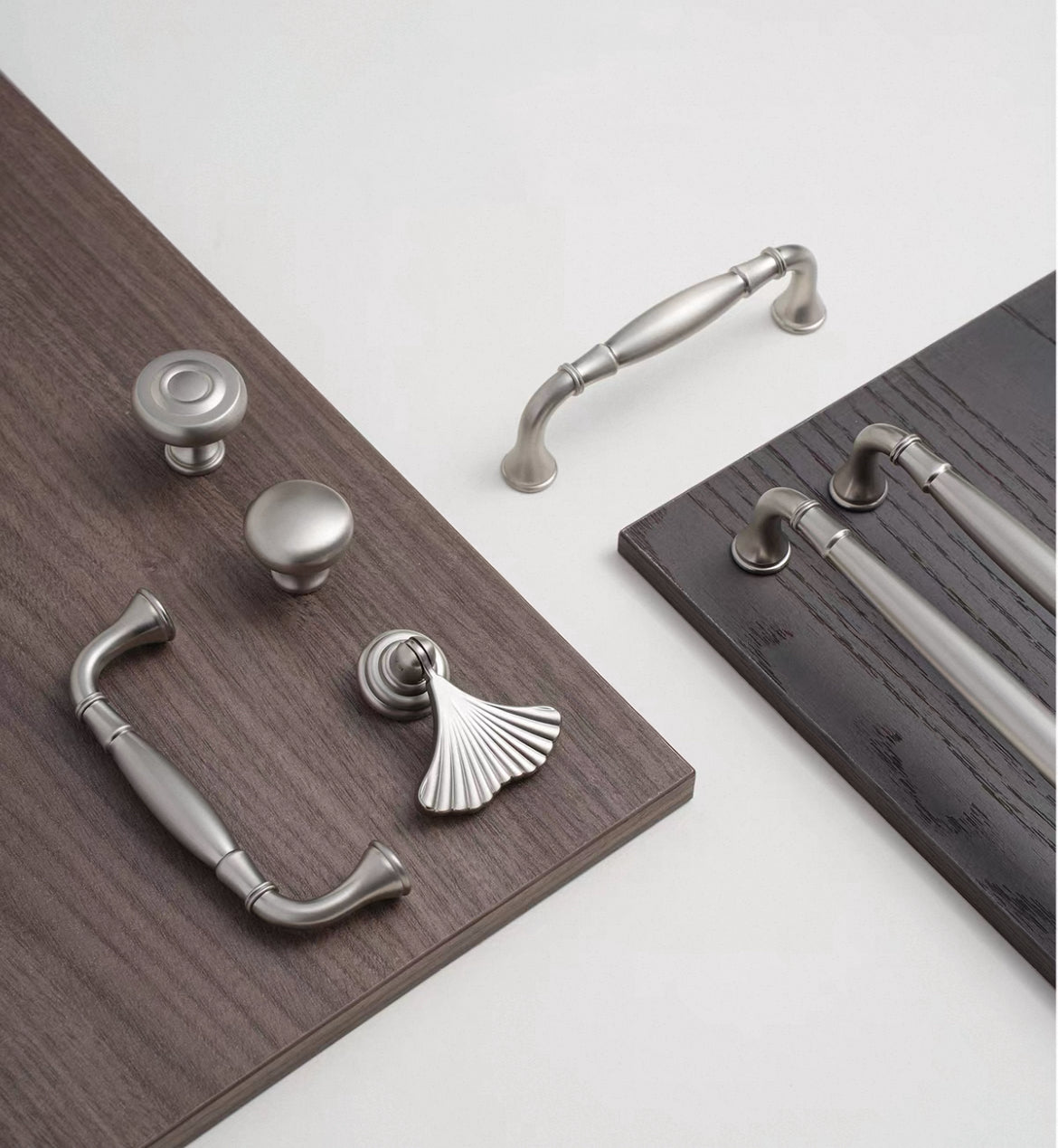 Brushed nickel appliance pulls