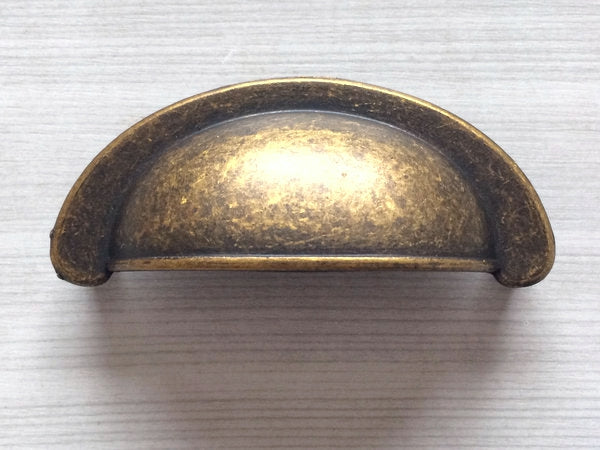 2-3/4" Antique Brass Cup Drawer Pull Cabinet Knob 2.75 Inch 70 mm Centers