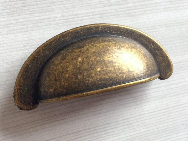 2-3/4" Antique Brass Cup Drawer Pull Cabinet Knob 2.75 Inch 70 mm Centers