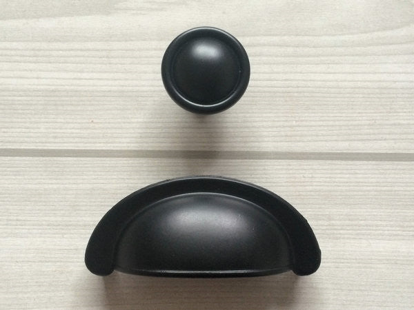 2.75" Cup Drawer Pull & Cabinet Knob in Matte Black, 2-3/4 Inch 70 mm Centers