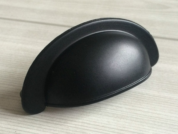 2.75" Cup Drawer Pull & Cabinet Knob in Matte Black, 2-3/4 Inch 70 mm Centers