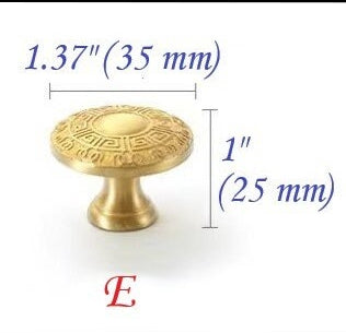 Brass Flower Patterned Knobs, Floral Drawer Pulls, Brushed Gold, Kitchen Cabinet Hardware