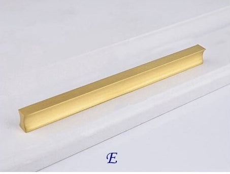 Solid Brass Cabinet Pulls, Simple Minimalism, Brushed Gold, Kitchen Hardware