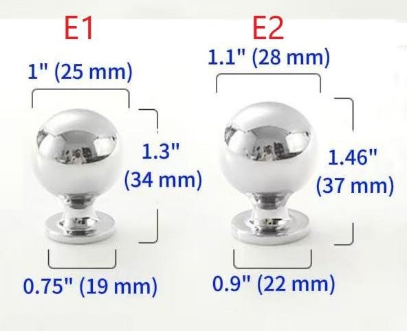 Ball Cabinet Knob, Solid Brass, Polished Chrome Drawer Pull, Kitchen Hardware