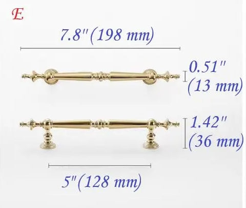 Polished Brass Cabinet Bar Pulls European Style Luxury Shiny Gold